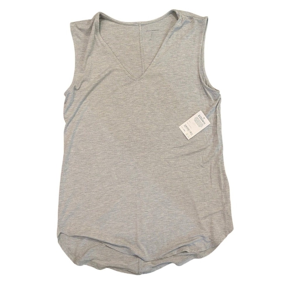 Amazon Essentials Gray Sleeveless V-Neck Tank Top Size M EcoVero Viscose Blend